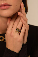 Bague Trilogie (cristaux Swarovski® marron foncé)