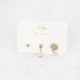 Set de 3 Piercings cristal (trèfle, serpent, goutte, oeil)