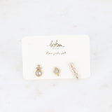 Set de 3 piercings (cristaux ronds, gouttes)