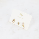 Set de 3 piercings (cristaux ronds, gouttes)