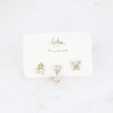 Set de 3 piercings Cristaux (gouttes et papillon)