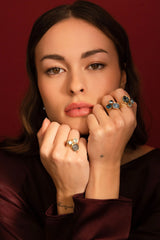 Bague Trilogie (cristaux Swarovski® emeraude)