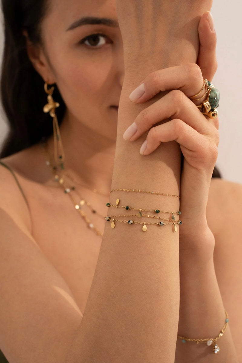 Bracelet Séléné (Jaspe vert)