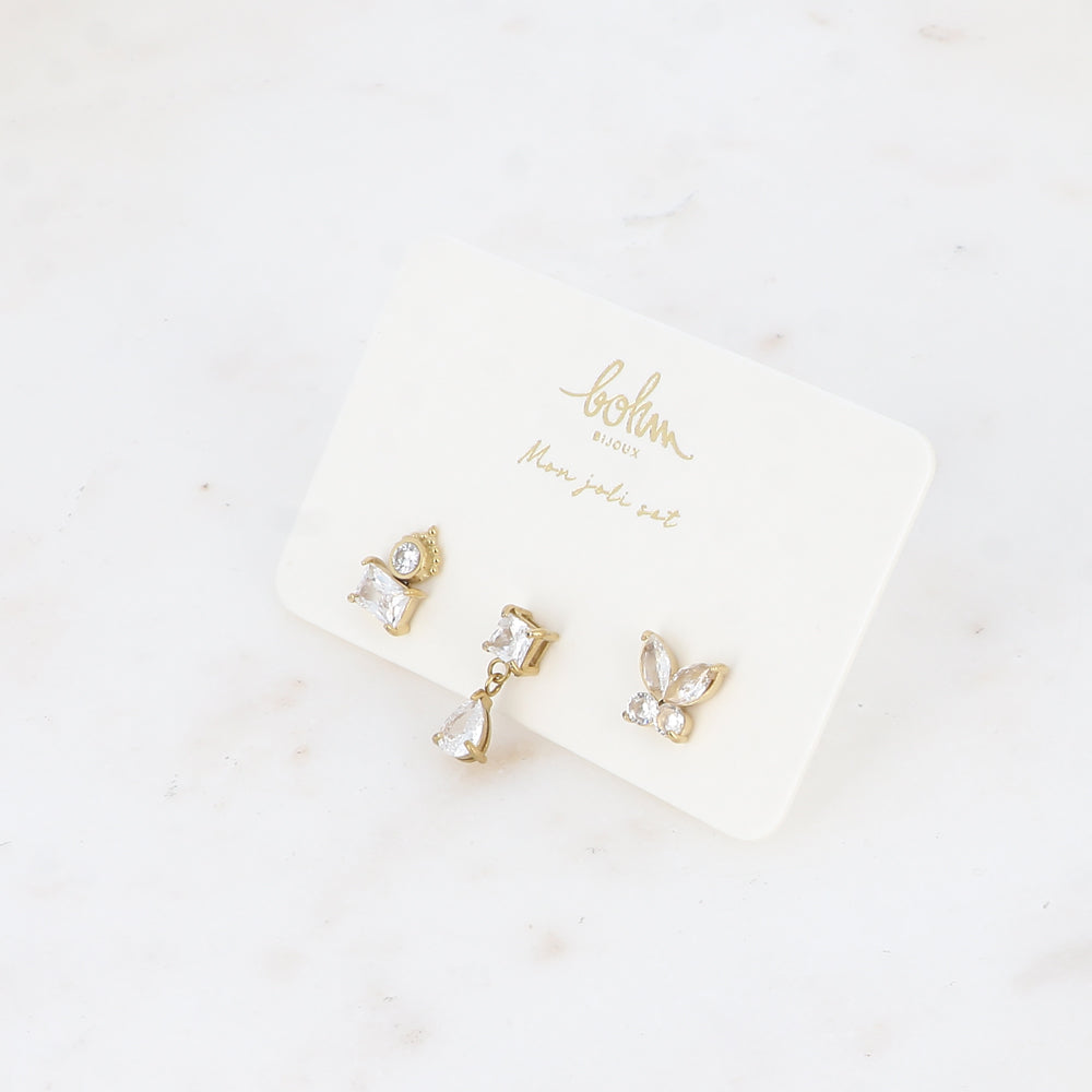 Boucles D'oreilles Fantaisie Goutte En Cristal Et Plaqué Or - Style Bling - Neuf Avec étiquettes